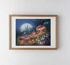 Midnight Mushrooms print