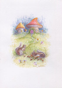 'Eaten too Many Acorns'  Watercolour one-off original